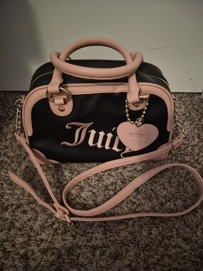 Juicy Couture Black and Blush Pink Convertible Satchel